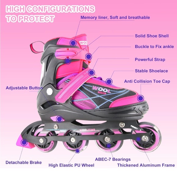 NEW IN BOX 🛼 Wooltime Sports Light-up Inline Skates. Size XL. Adjustable - Picture 5 of 10